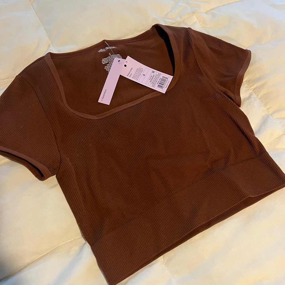 Wild Fable Brown Ribbed Crop Top